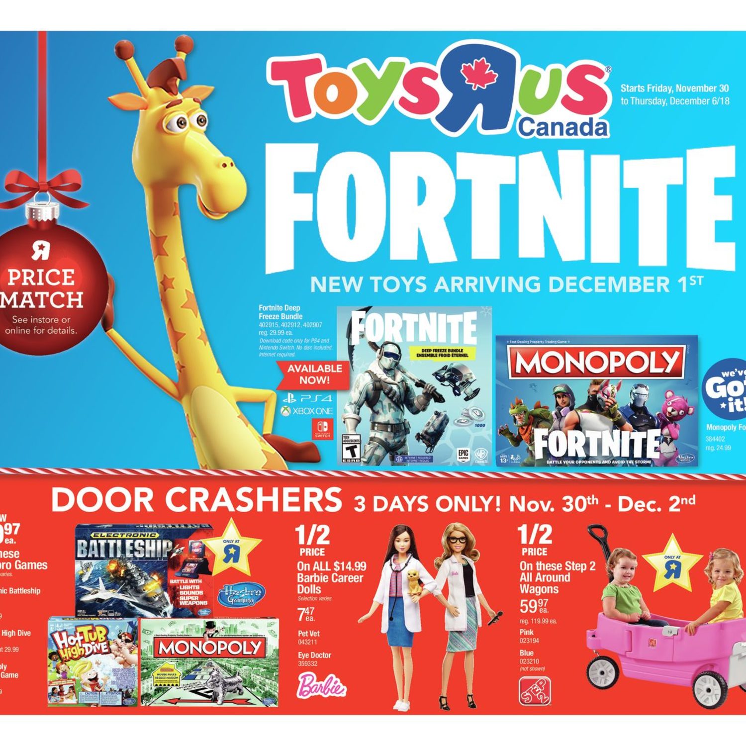 Toys R Us Weekly Flyer Weekly Fortnite Nov 30 Dec 6 Redflagdeals Com - amazon com sandbox game table cover for roblox tablecloth table cover party supplies decorations for birthday party supplies 70 x 42 2 pack kitchen dining
