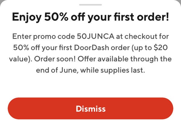 new user doordash promo