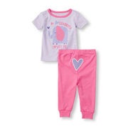 Baby And Toddler Girls Short Sleeve 'grandma Loves Me' Elephant Top And Heart Bottom Pants Pj Set - $9.49 ($10.46 Off)