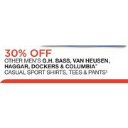 Other Men's G.H. Bass, Van Heusen, Haggar, Dockers & Columbia Casual Sport Shirts, Tees & Pants  - 30% off