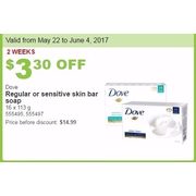 Dove Regular Or Sensitive Skin Bar Soap - $3.30 off