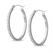 Diamond Fascination Round Hoop Earrings in 14k White Gold - $179.99 ($120.00 Off)