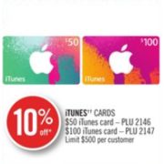 10% off iTunes Cards