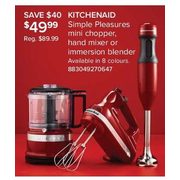 KitchenAid Simple Pleasures Mini Chopper, Hand Mixer or Immersion Blender - $49.99 ($40.00 off)