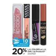 L.A. Colors or L.A. Girl Lip Products - 20% off