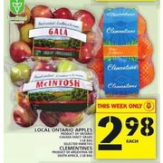 Local Ontario Apples, Clementines  - $2.98