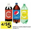 Pepsi Or Compliments Soft Drinks - 4/$5.00
