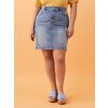 Distressed Denim Pencil Skirt, Light Wash - Addition Elle - $24.97 ($44.98 Off)
