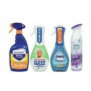 Microban 24 Hour Sanitizing Spray or Cleaners, Dawn Dish Detergent, Mr. Clean Clean Freak or Cleaners, Dawn Powerwash or Febreze A