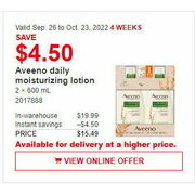 Aveeno Daily Moisturizing Lotion - $15.49 ($4.50 off)