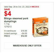 Bibigo Steamed Pork Dumplings - $12.99 ($4.00 off)