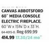 Canvas Abbotsford 60'' Media Console Electric Fireplace - $414.99 ($285.00 off)